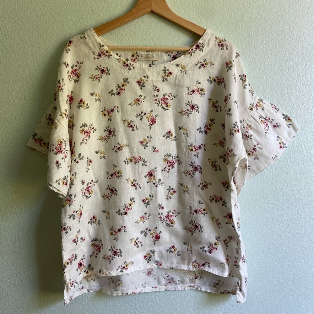 100% Linen Bellambia Floral Top